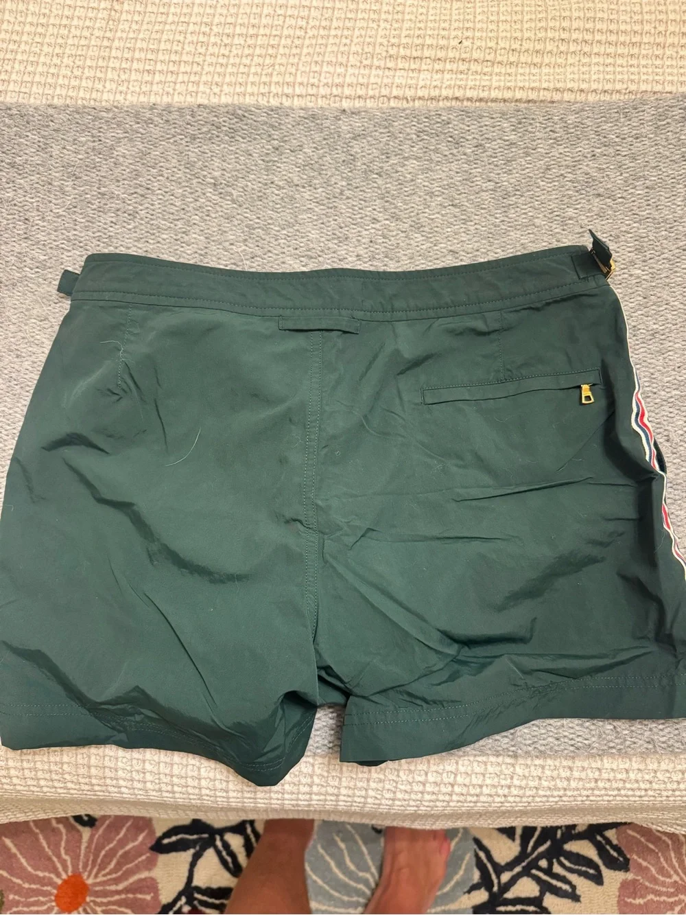 Orlebar Brown Dark Green Swim Shorts with Side Trim